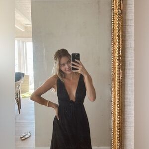 Zimmermann Anneke Tie Front Long Dress in Black Size 2/US 8